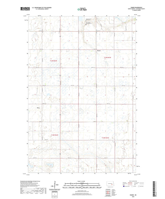 Homer North Dakota US Topo Map Image