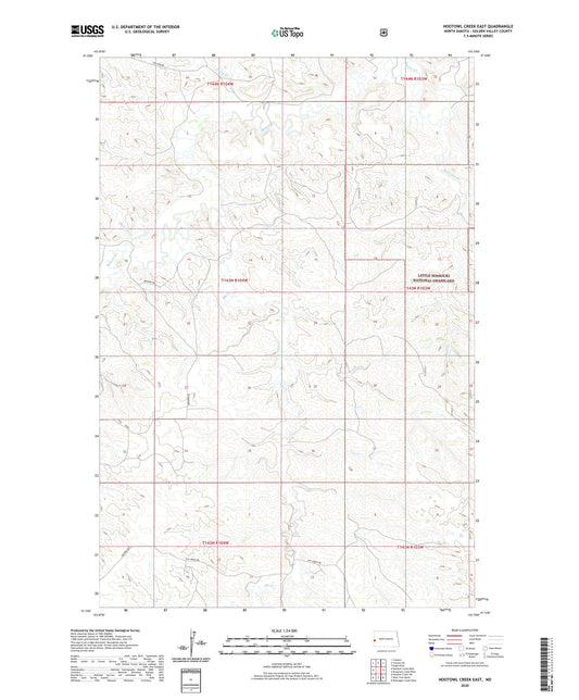 Hootowl Creek East North Dakota US Topo Map Image