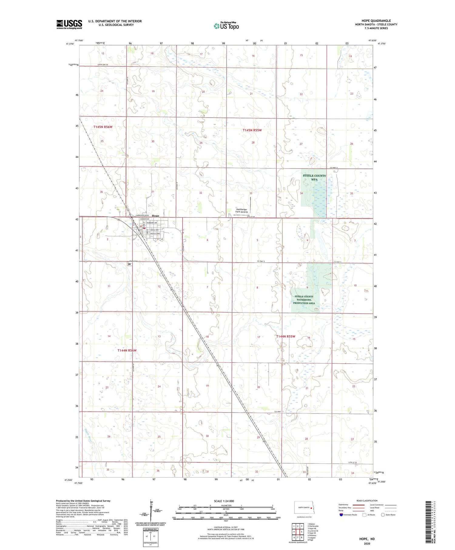 Hope North Dakota US Topo Map Image