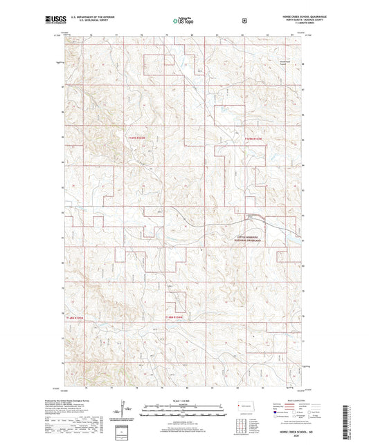Horse Creek School North Dakota US Topo Map Image