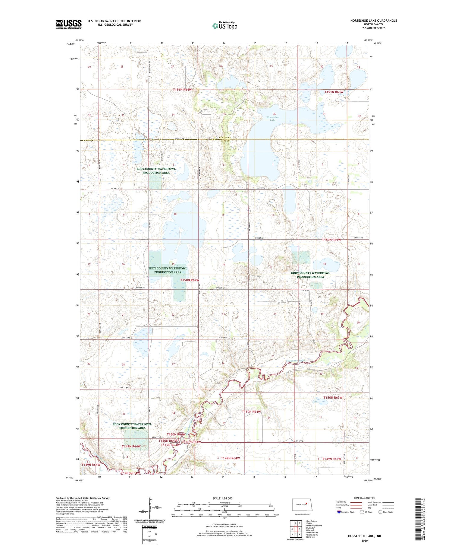 Horseshoe Lake North Dakota US Topo Map Image