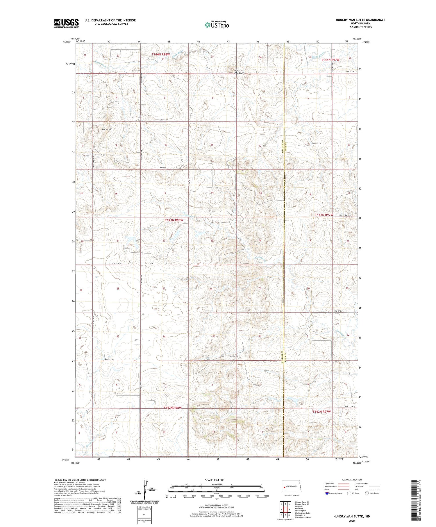 Hungry Man Butte North Dakota US Topo Map Image