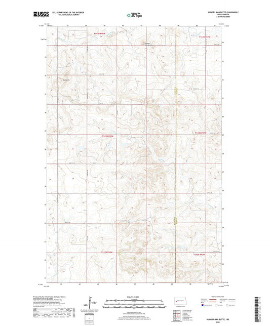 Hungry Man Butte North Dakota US Topo Map Image