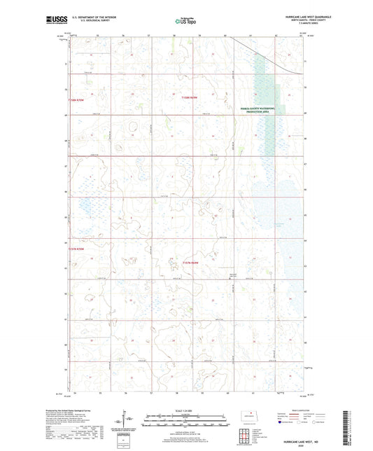 Hurricane Lake West North Dakota US Topo Map Image