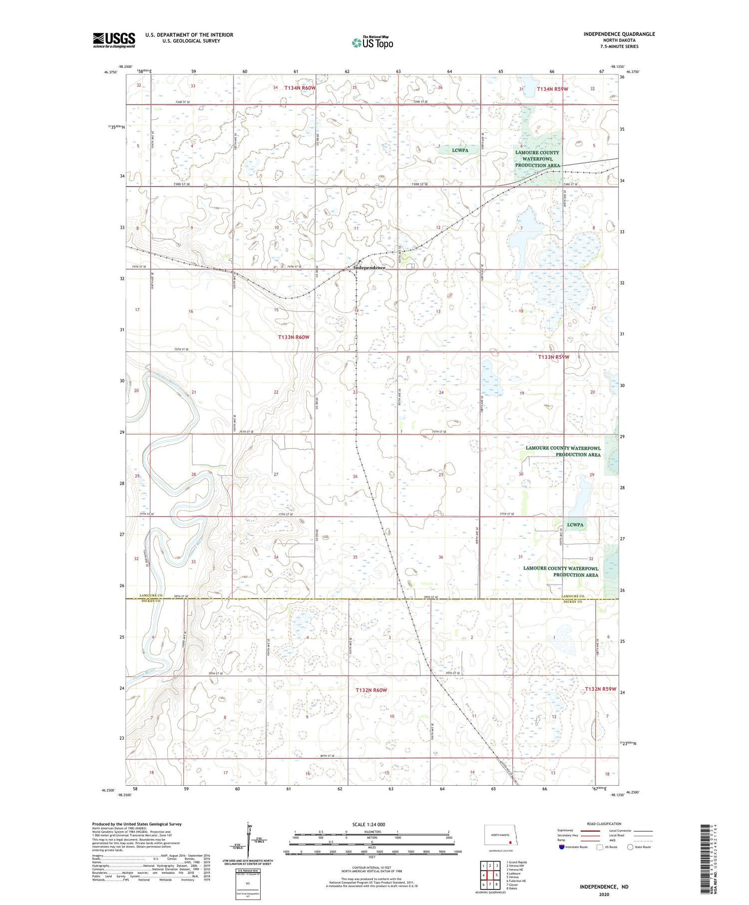 Independence North Dakota US Topo Map Image
