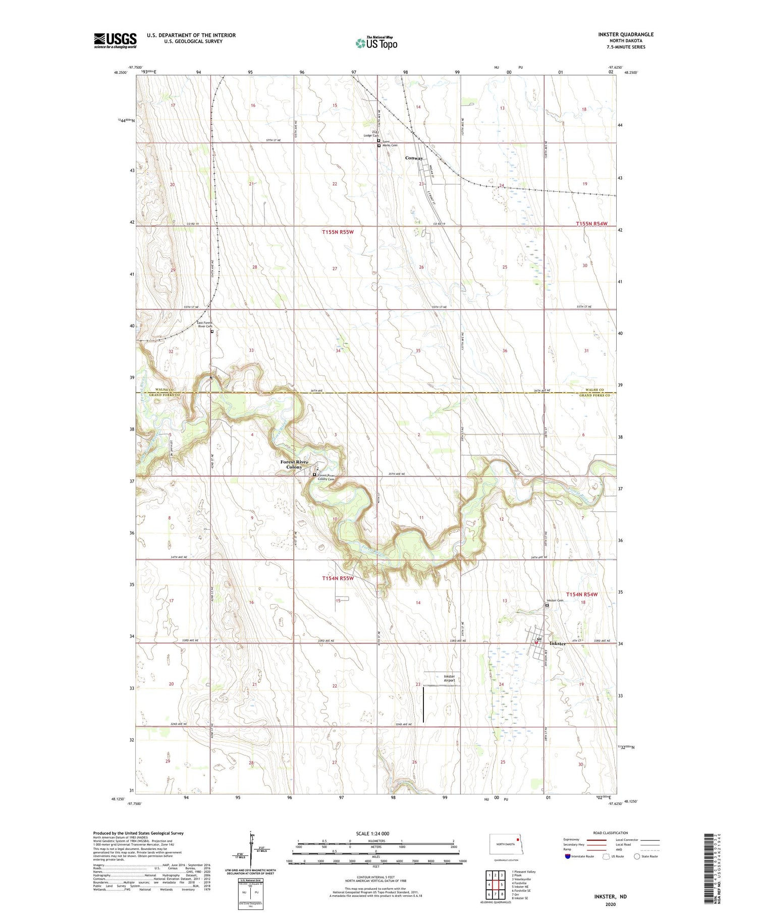 Inkster North Dakota US Topo Map Image