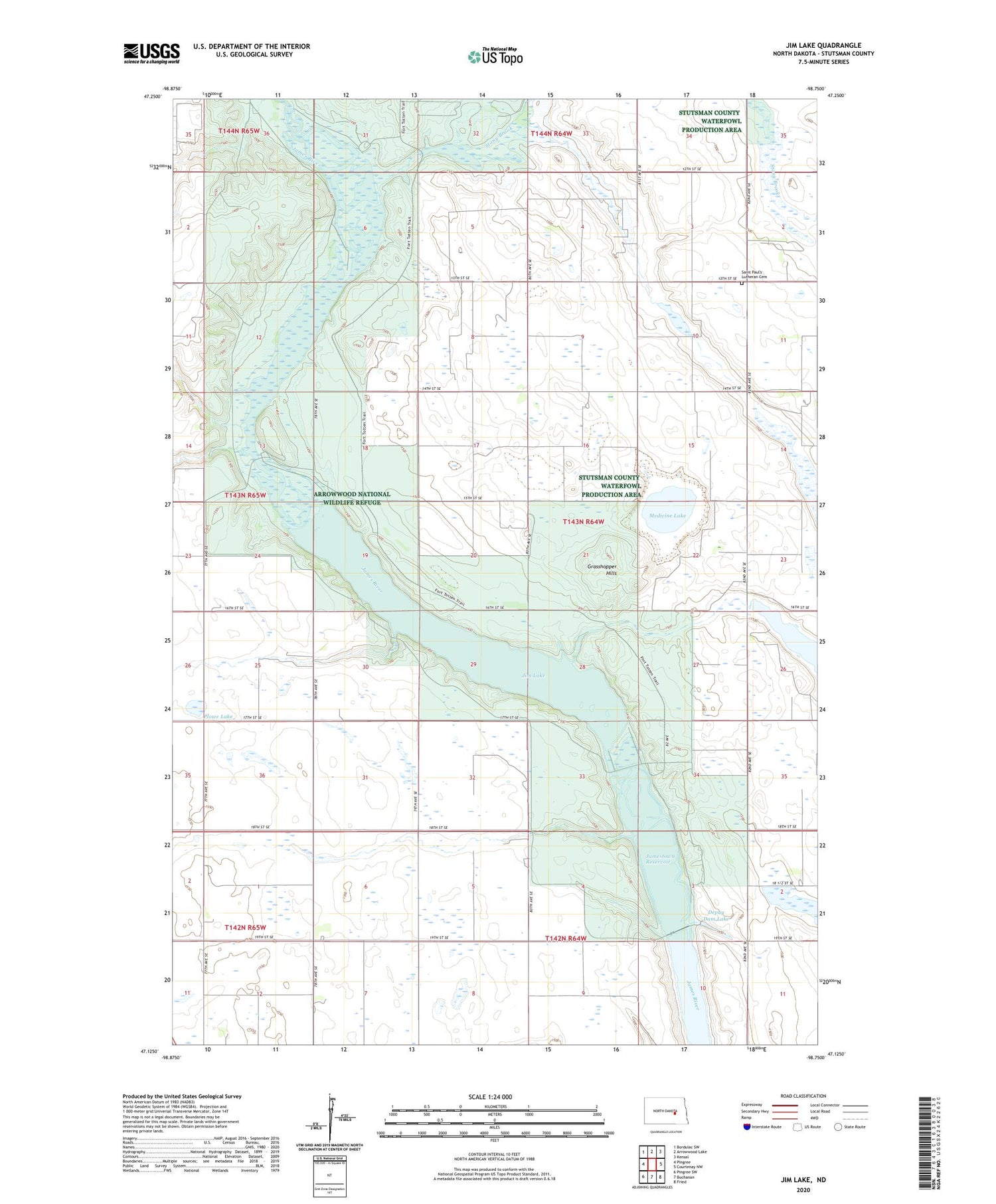 Jim Lake North Dakota US Topo Map Image
