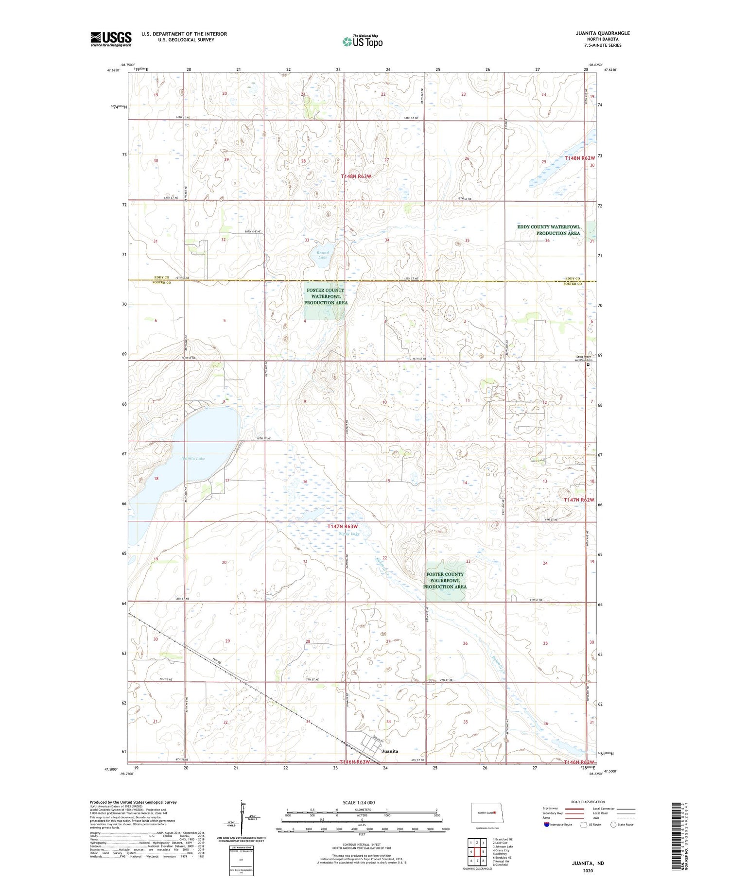 Juanita North Dakota US Topo Map Image