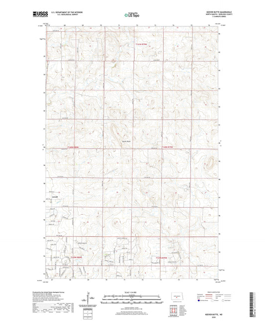Keever Butte North Dakota US Topo Map Image