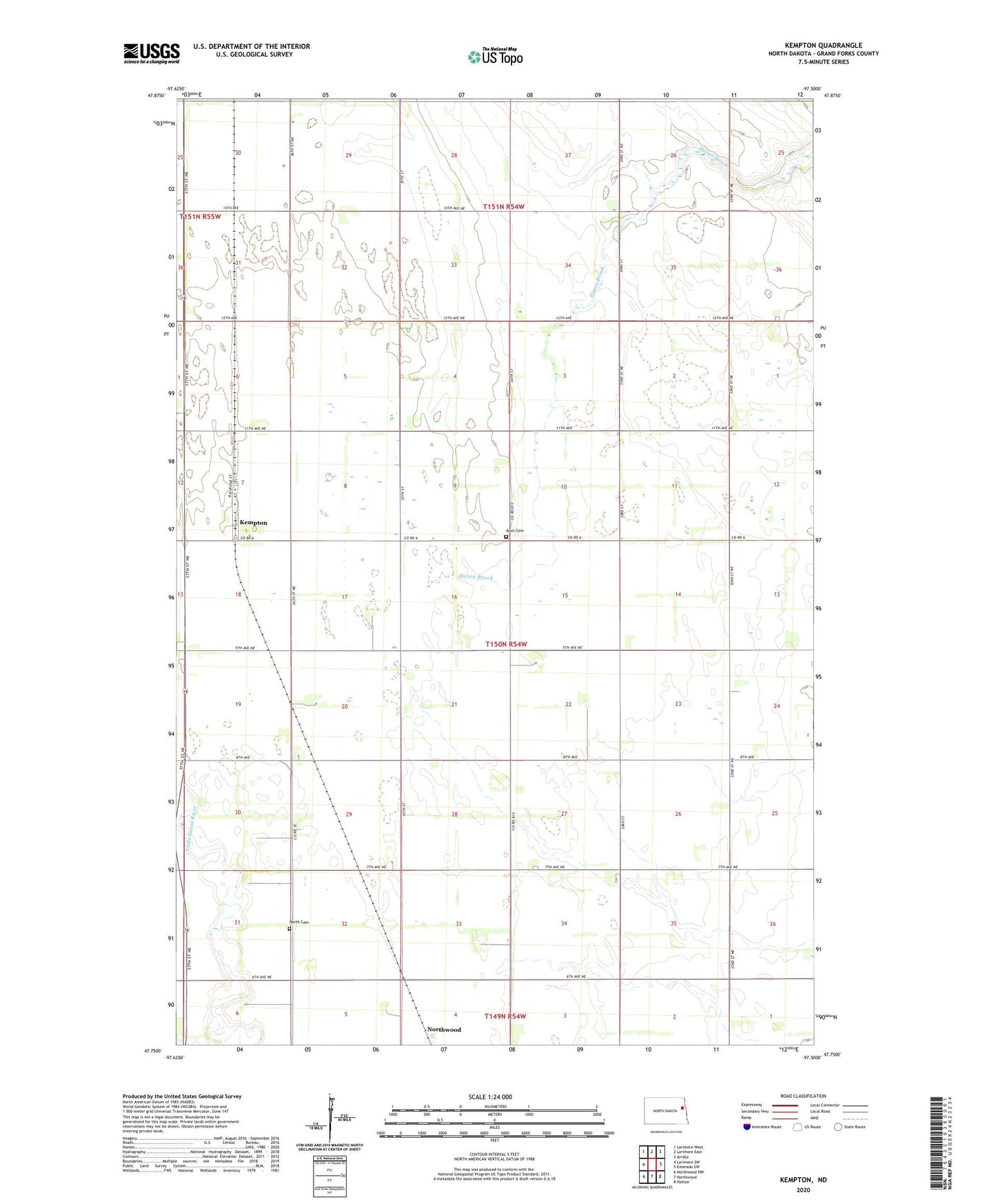 Kempton North Dakota US Topo Map Image