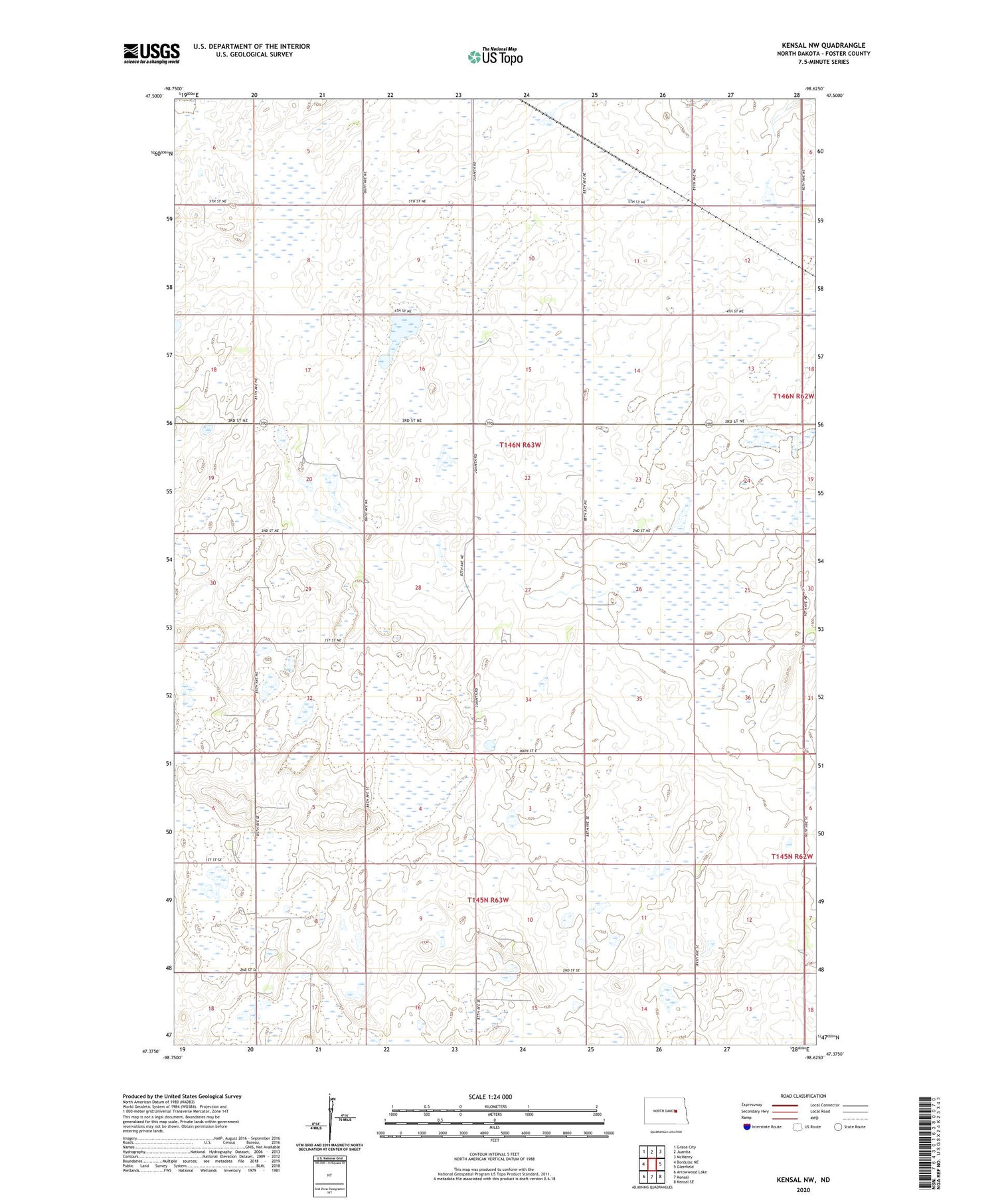 Kensal NW North Dakota US Topo Map Image