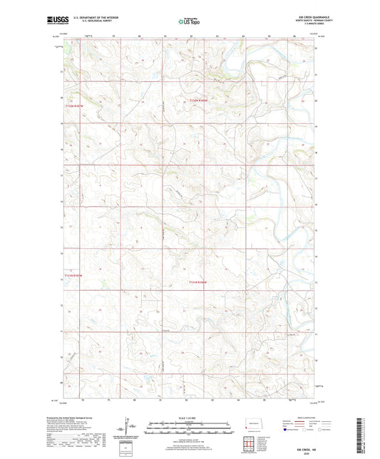 Kid Creek North Dakota US Topo Map Image
