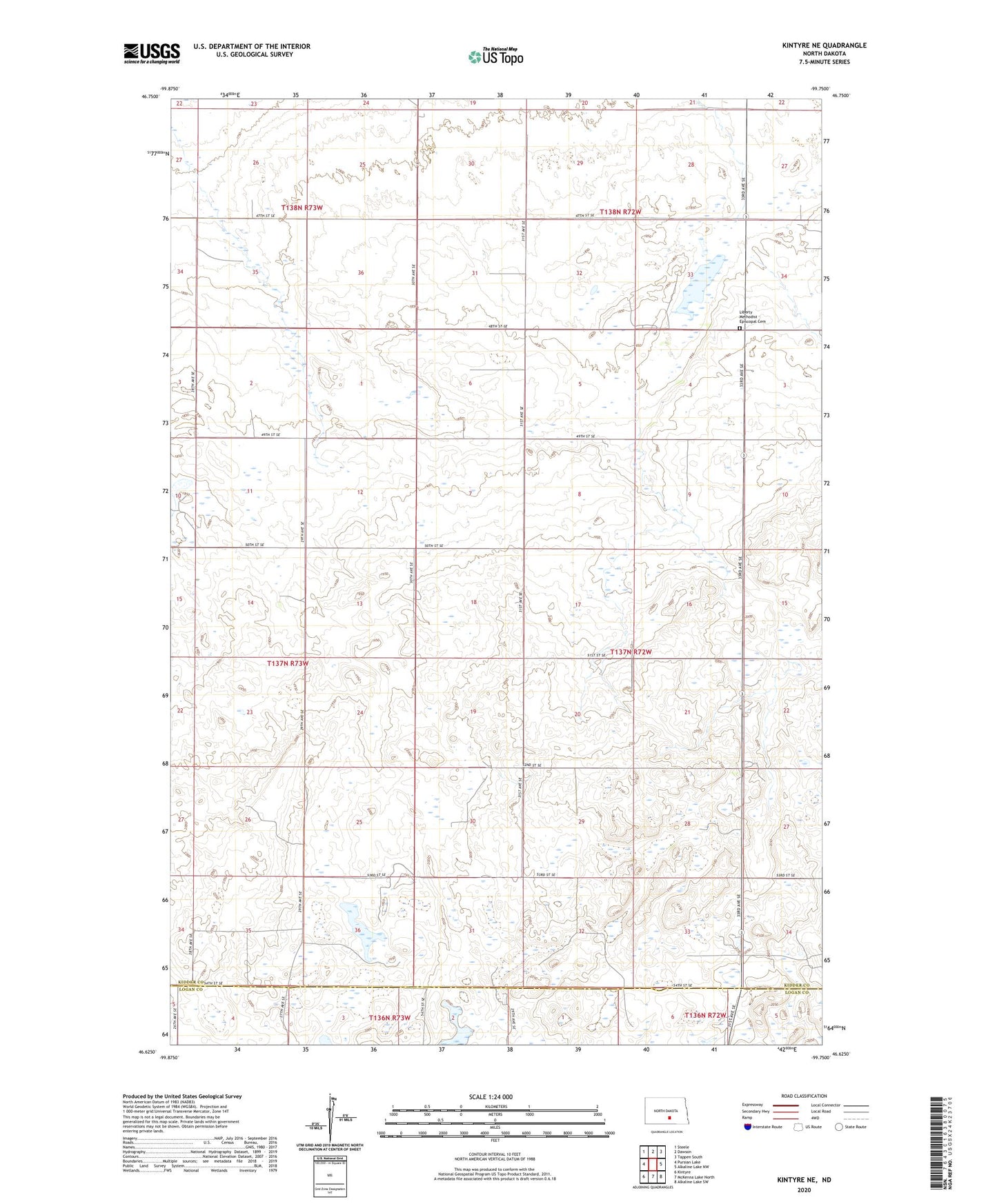 Kintyre NE North Dakota US Topo Map Image