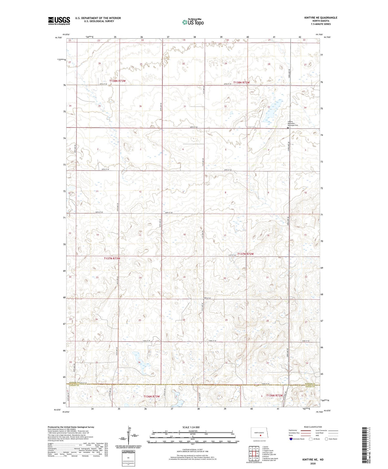 Kintyre NE North Dakota US Topo Map Image