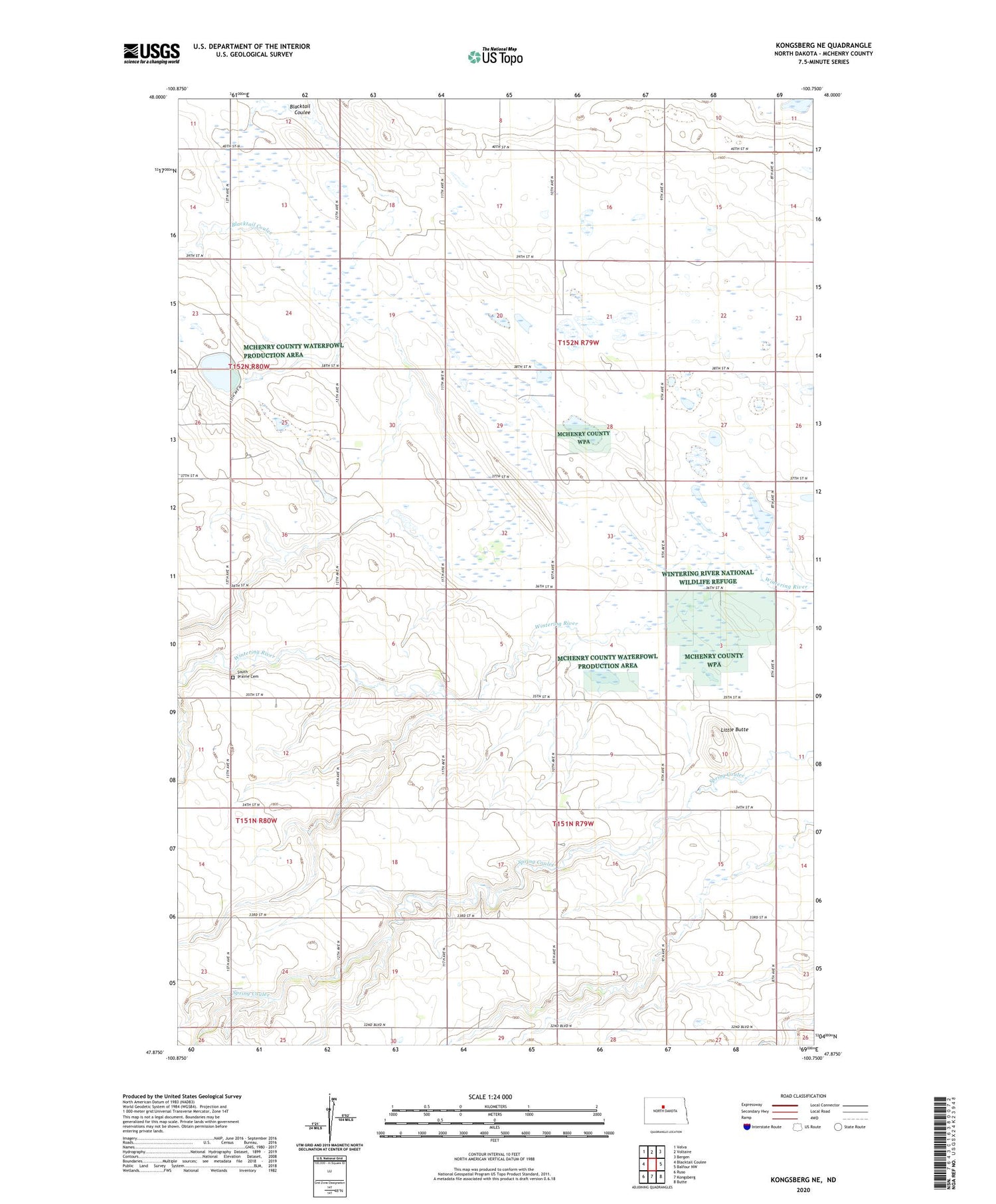 Kongsberg NE North Dakota US Topo Map Image