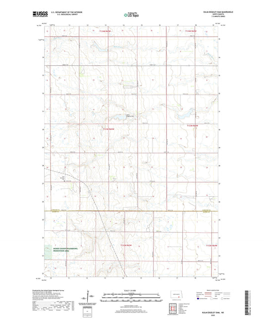 Kulm-Edgeley Dam North Dakota US Topo Map Image