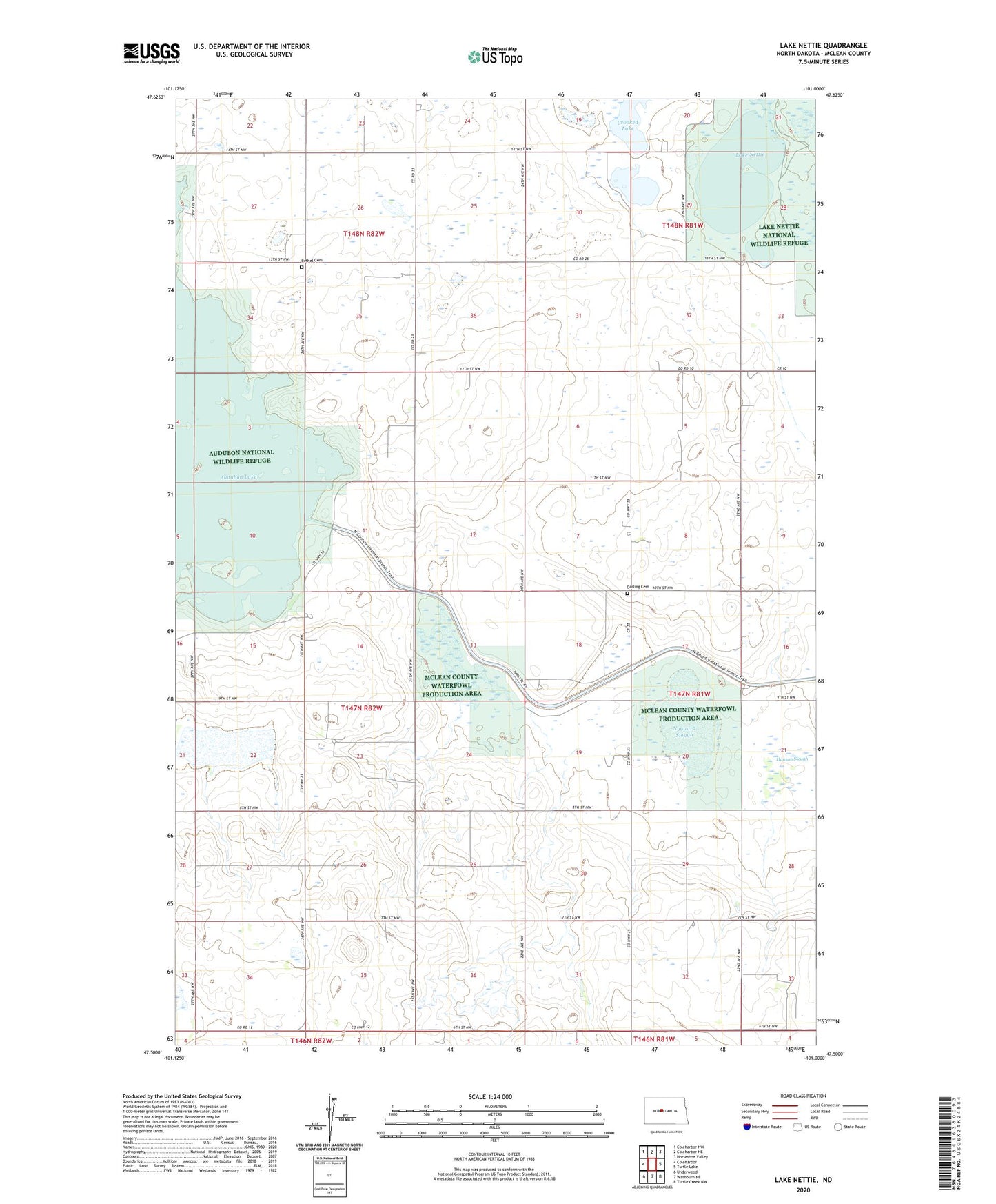 Lake Nettie North Dakota US Topo Map Image