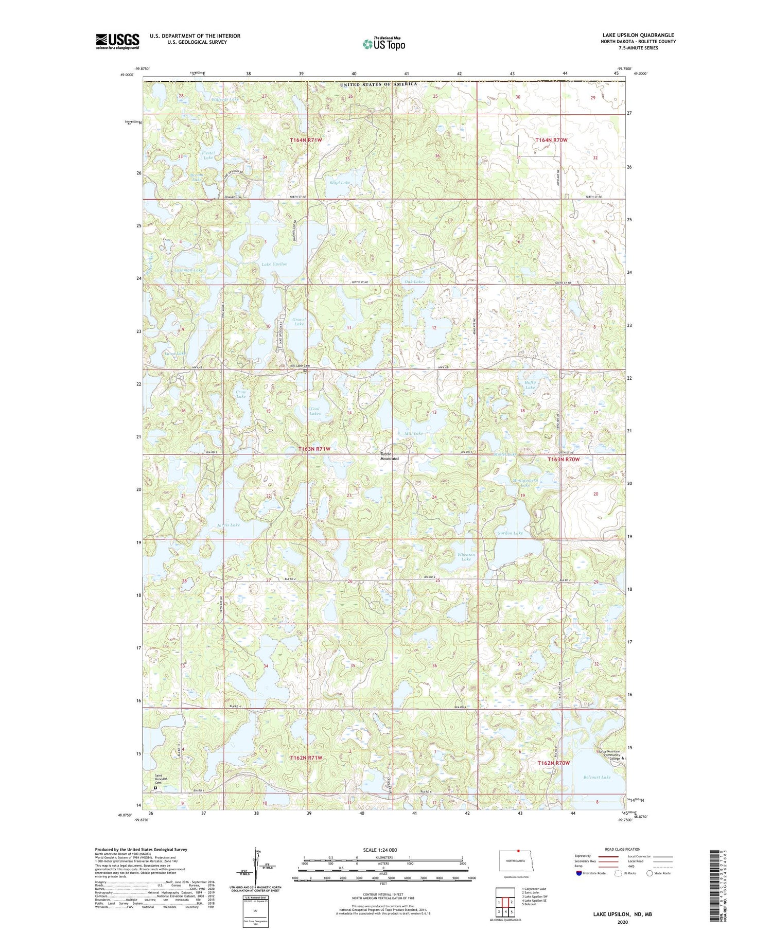 Lake Upsilon North Dakota US Topo Map Image