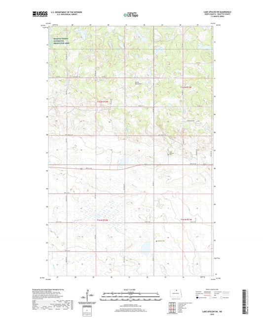 Lake Upsilon SW North Dakota US Topo Map Image