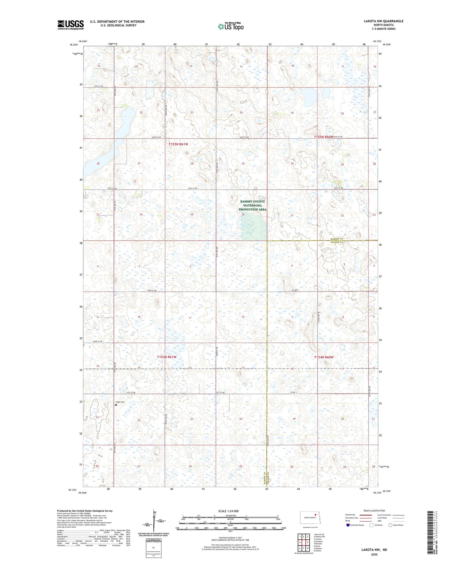 Lakota NW North Dakota US Topo Map Image
