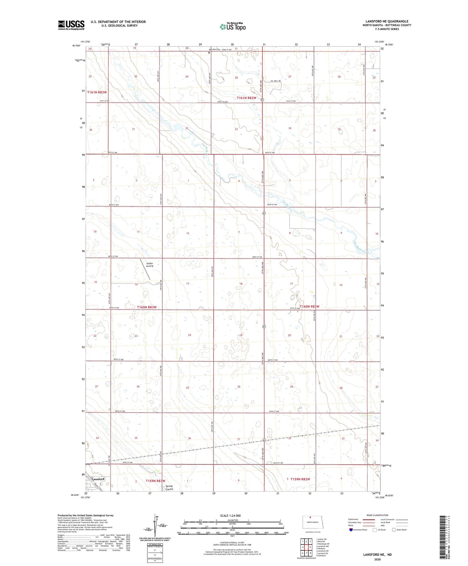 Lansford NE North Dakota US Topo Map Image