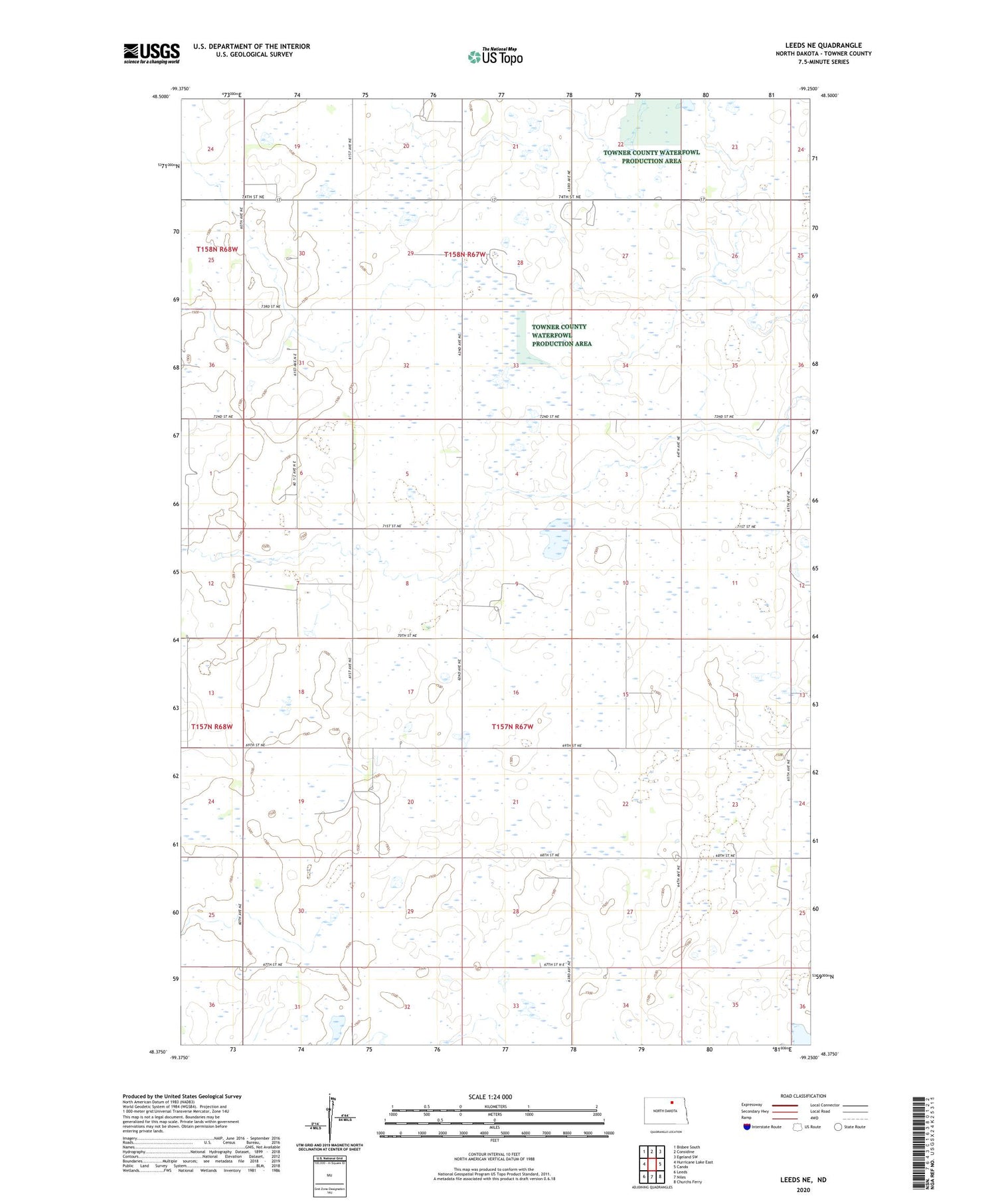 Leeds NE North Dakota US Topo Map Image