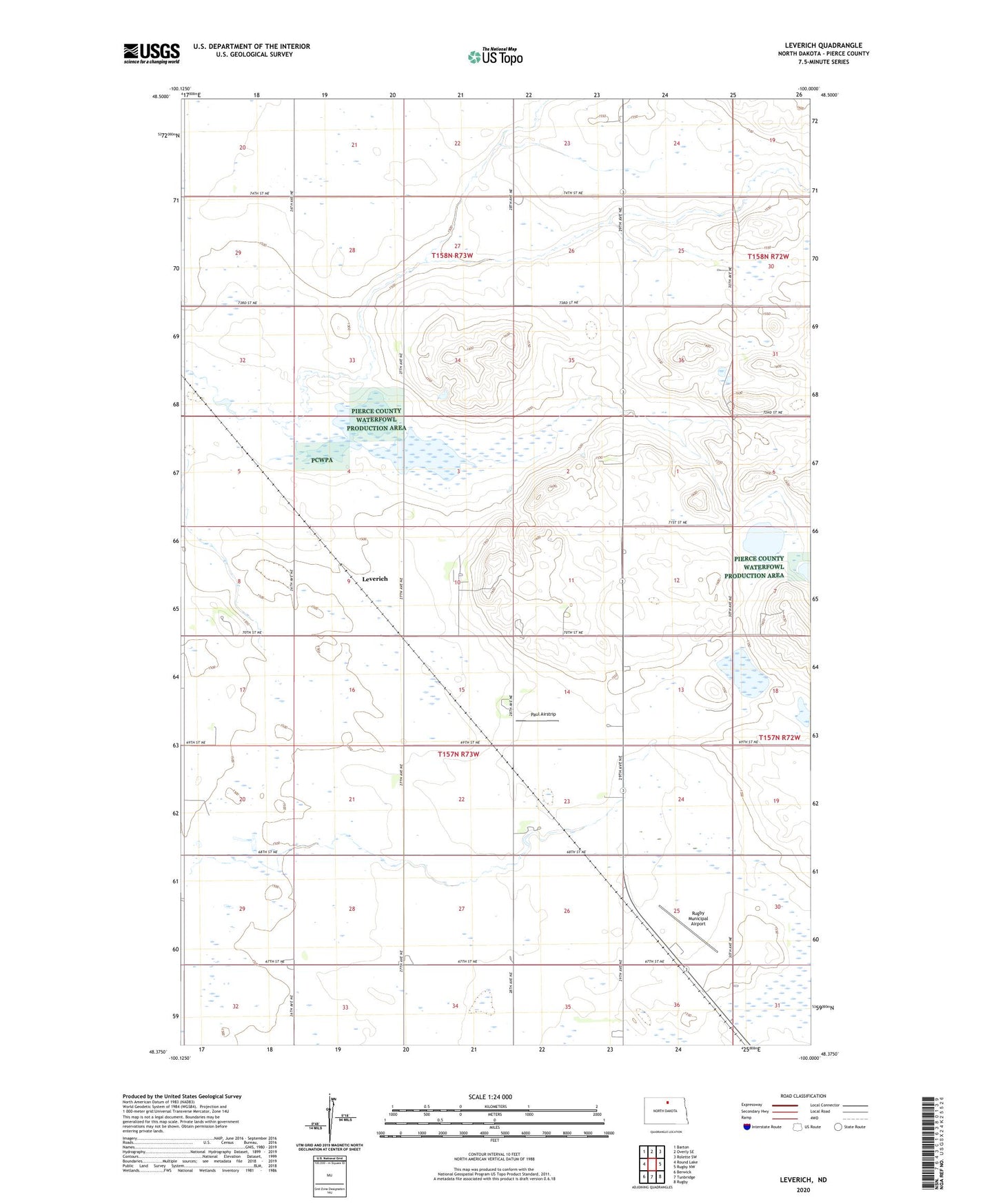 Leverich North Dakota US Topo Map Image