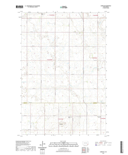 Lisbon SW North Dakota US Topo Map Image