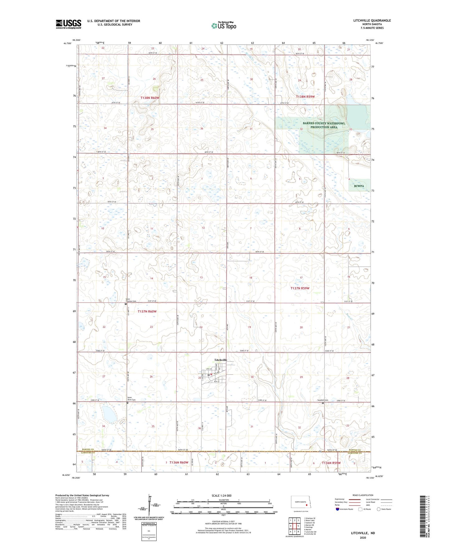 Litchville North Dakota US Topo Map Image