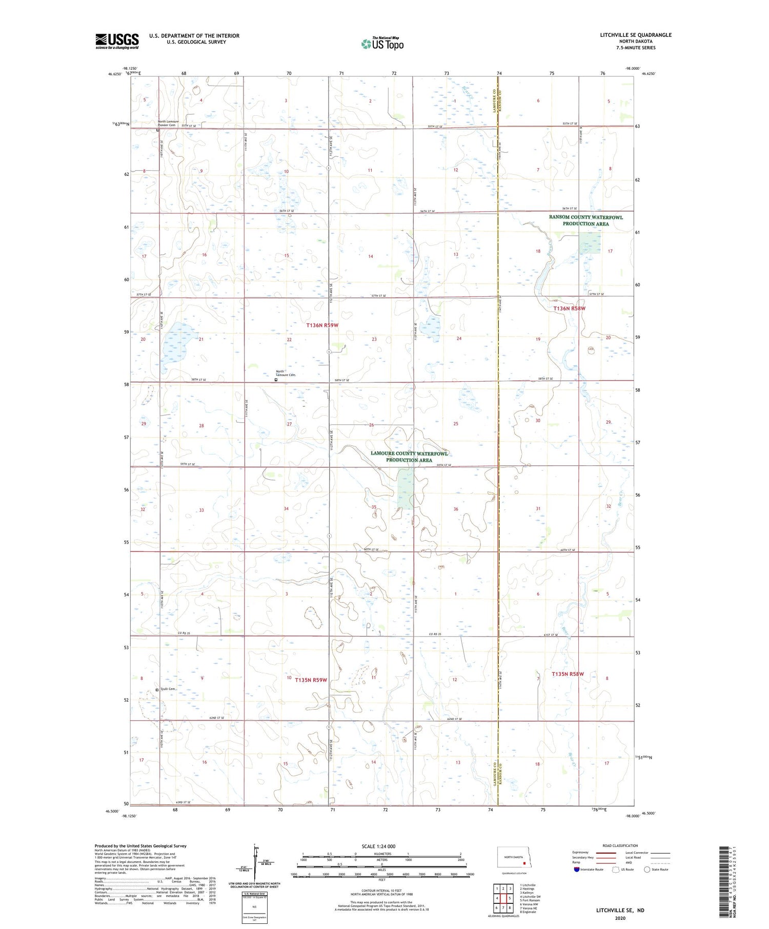 Litchville SE North Dakota US Topo Map Image