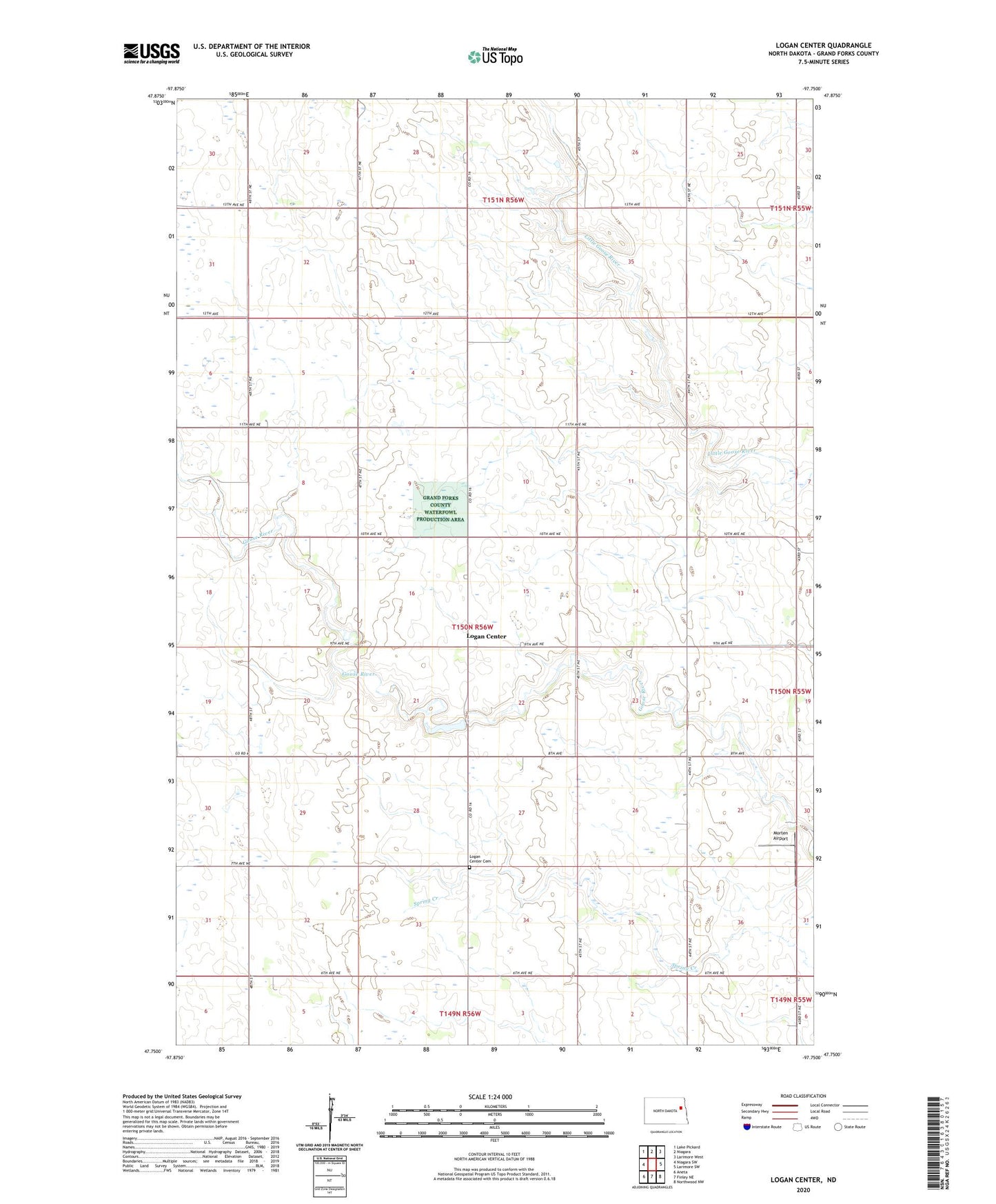 Logan Center North Dakota US Topo Map Image