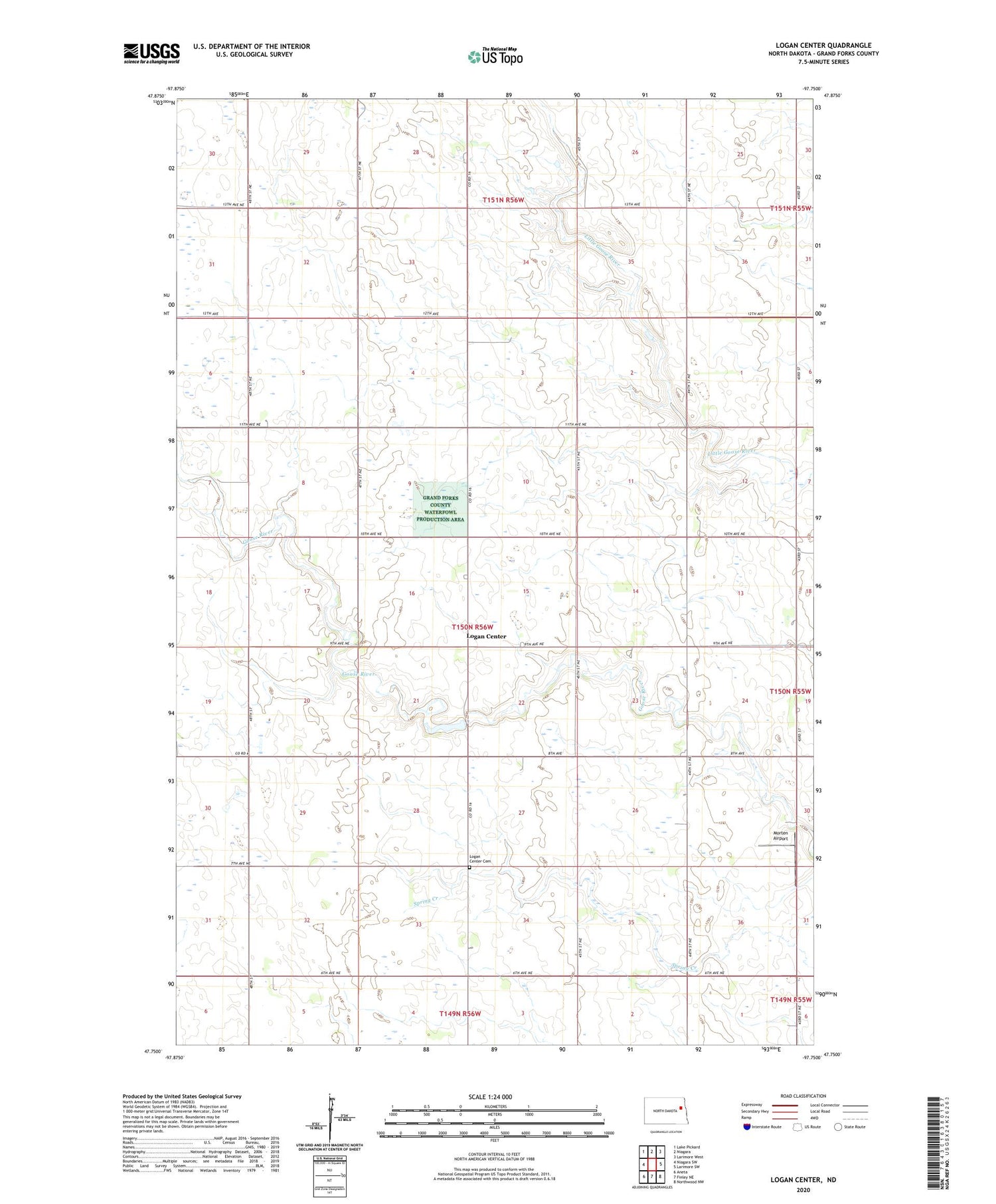 Logan Center North Dakota US Topo Map Image