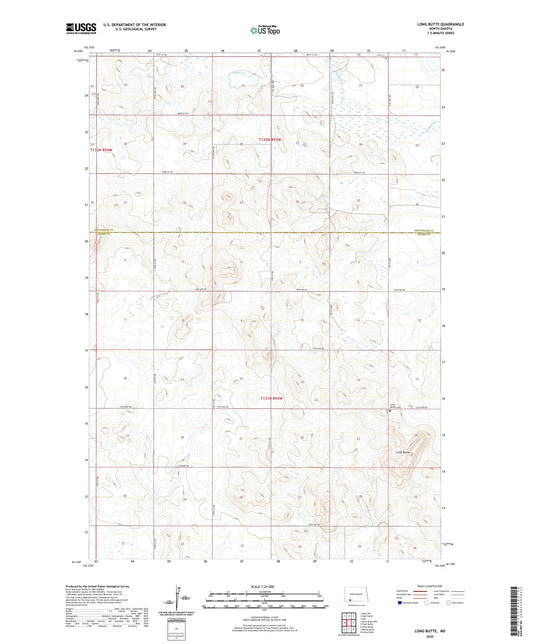 Long Butte North Dakota US Topo Map Image