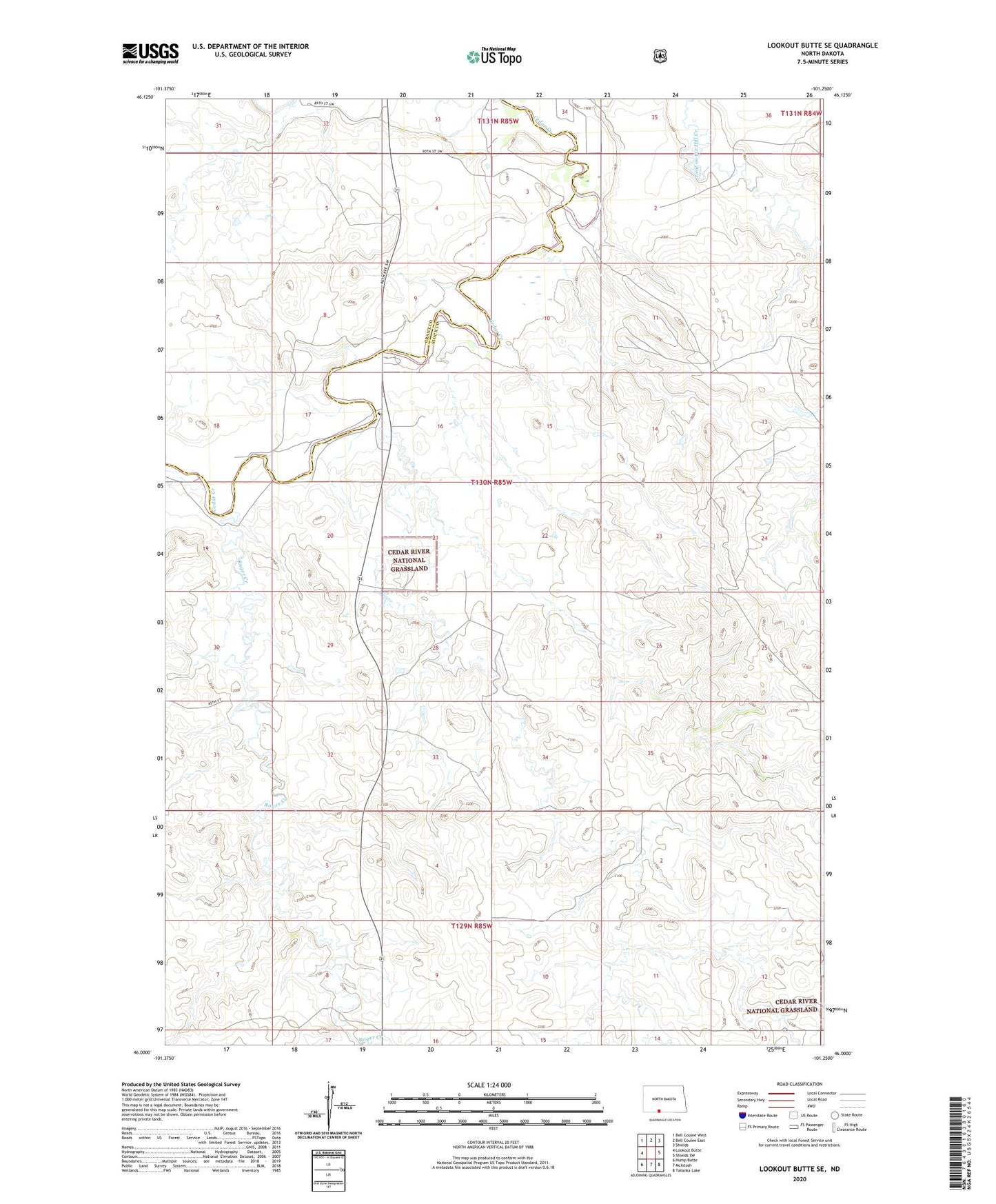 Lookout Butte SE North Dakota US Topo Map Image