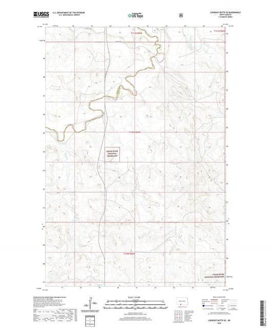 Lookout Butte SE North Dakota US Topo Map Image