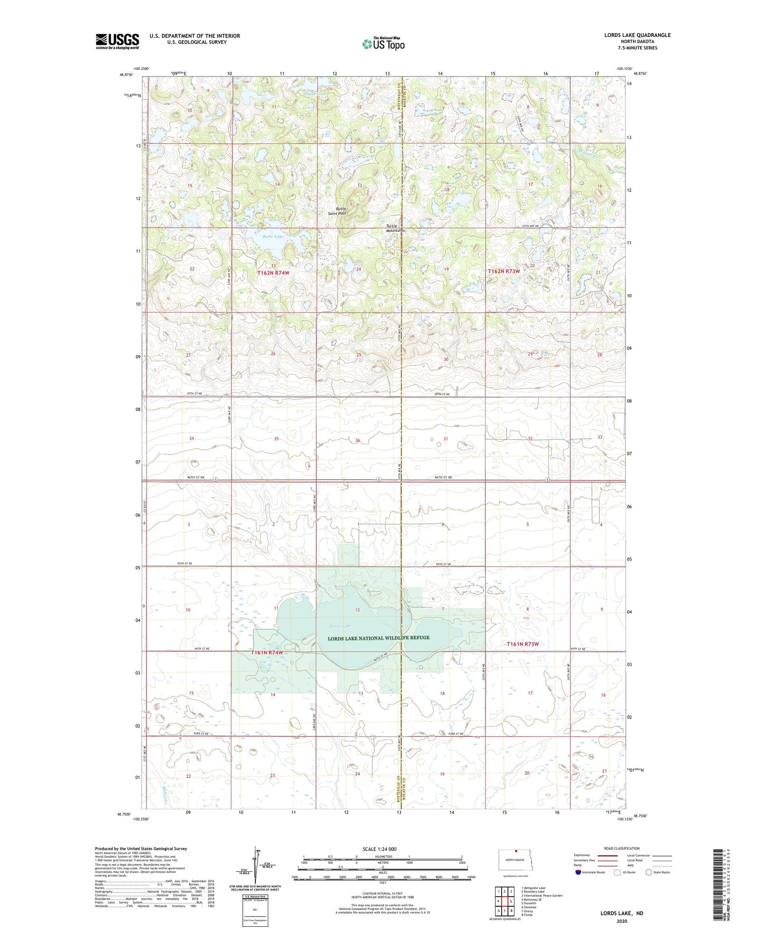 Lords Lake North Dakota US Topo Map Image
