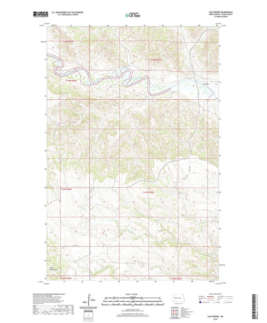 Lost Bridge North Dakota US Topo Map Image