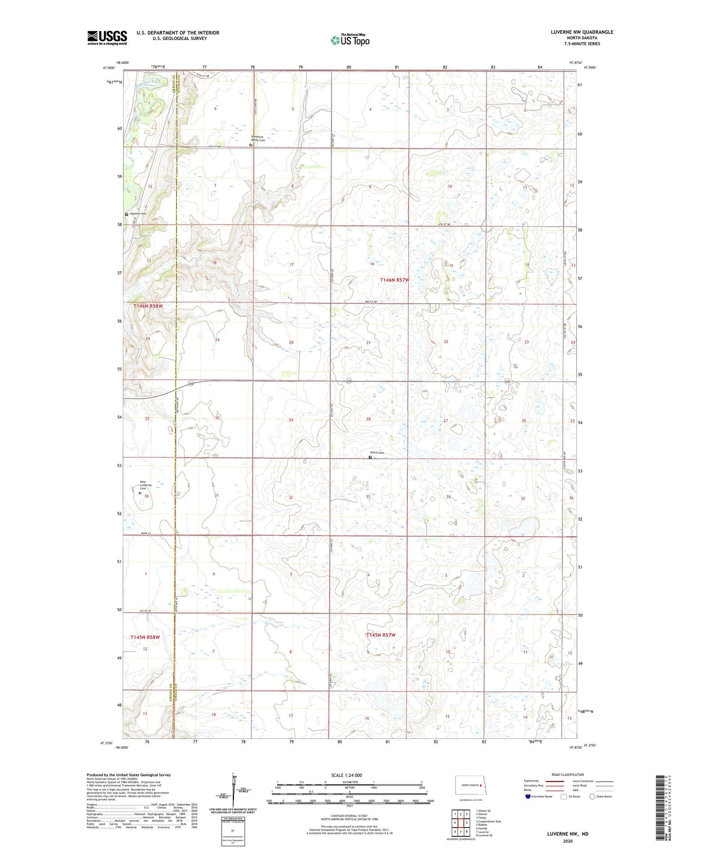 Luverne NW North Dakota US Topo Map Image