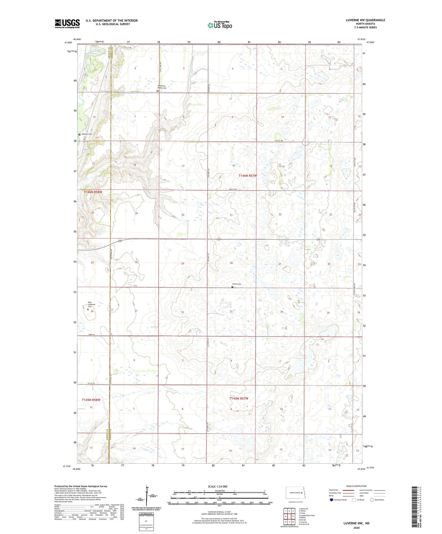 Luverne NW North Dakota US Topo Map Image