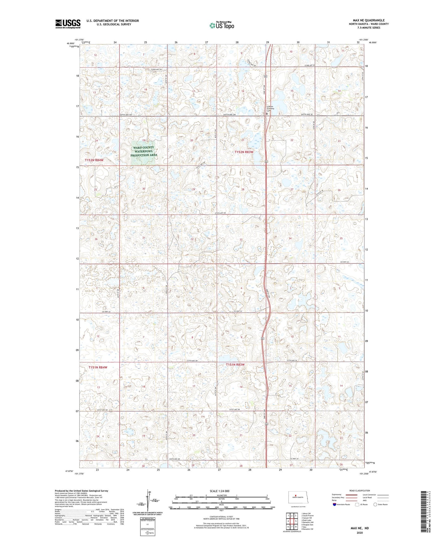 Max NE North Dakota US Topo Map Image