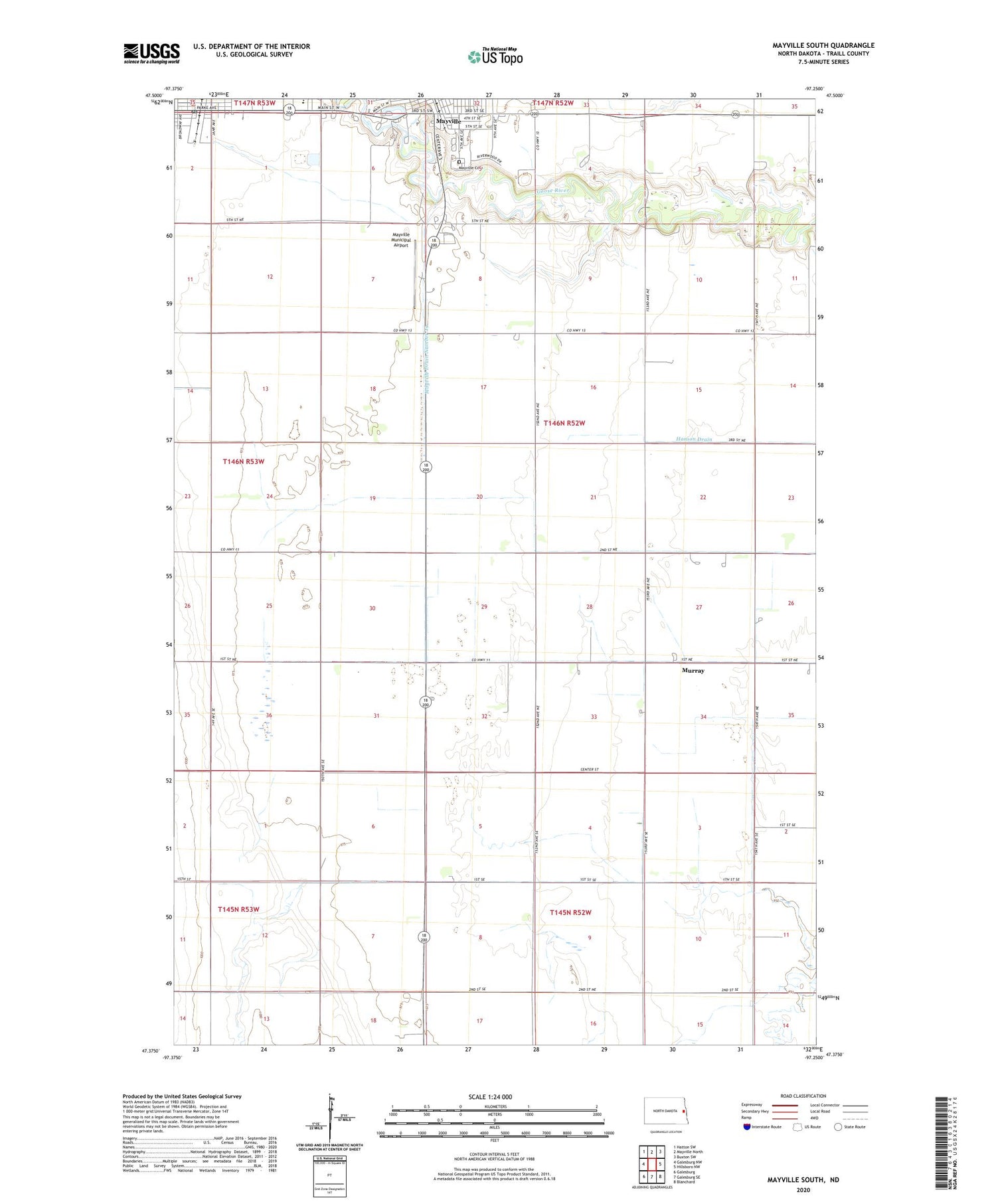 Mayville South North Dakota US Topo Map Image