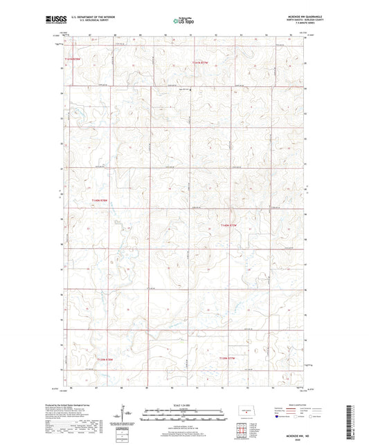 McKenzie NW North Dakota US Topo Map Image