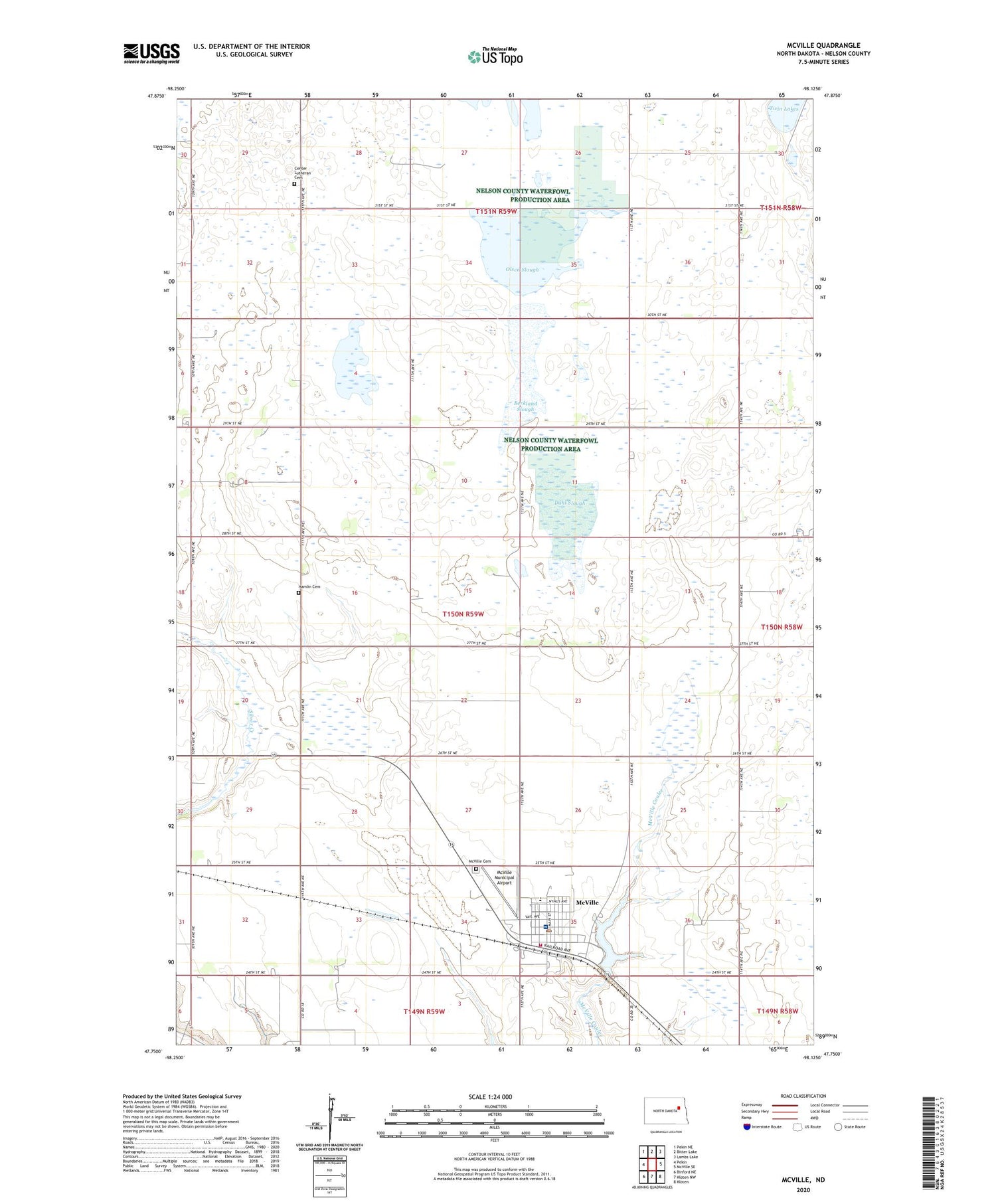 McVille North Dakota US Topo Map Image