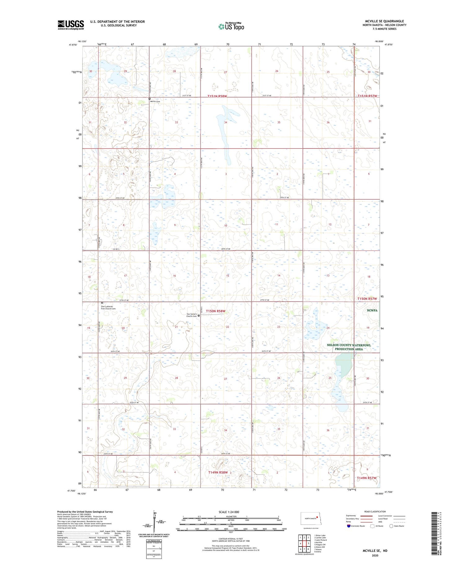 McVille SE North Dakota US Topo Map Image