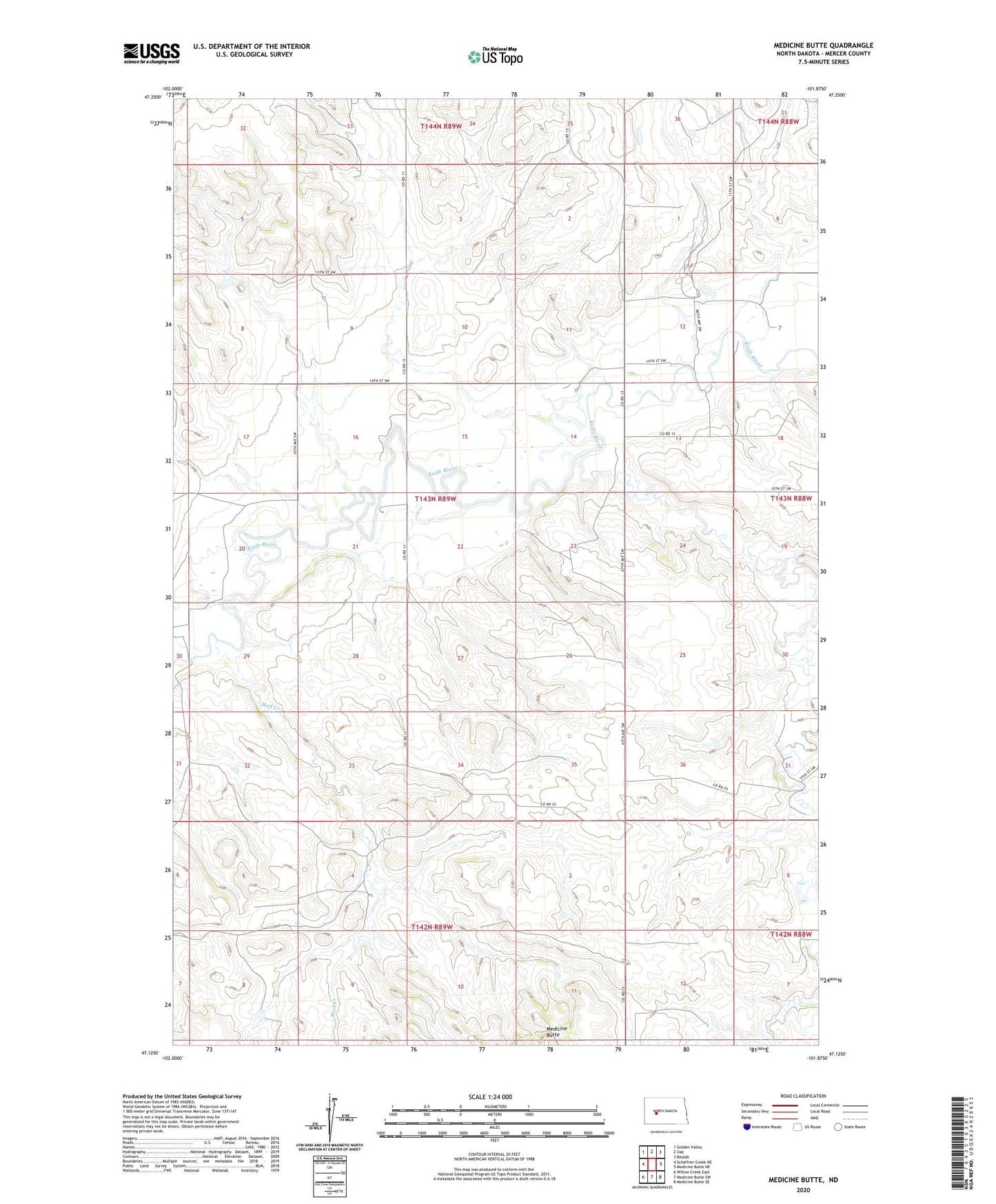 Medicine Butte North Dakota US Topo Map Image