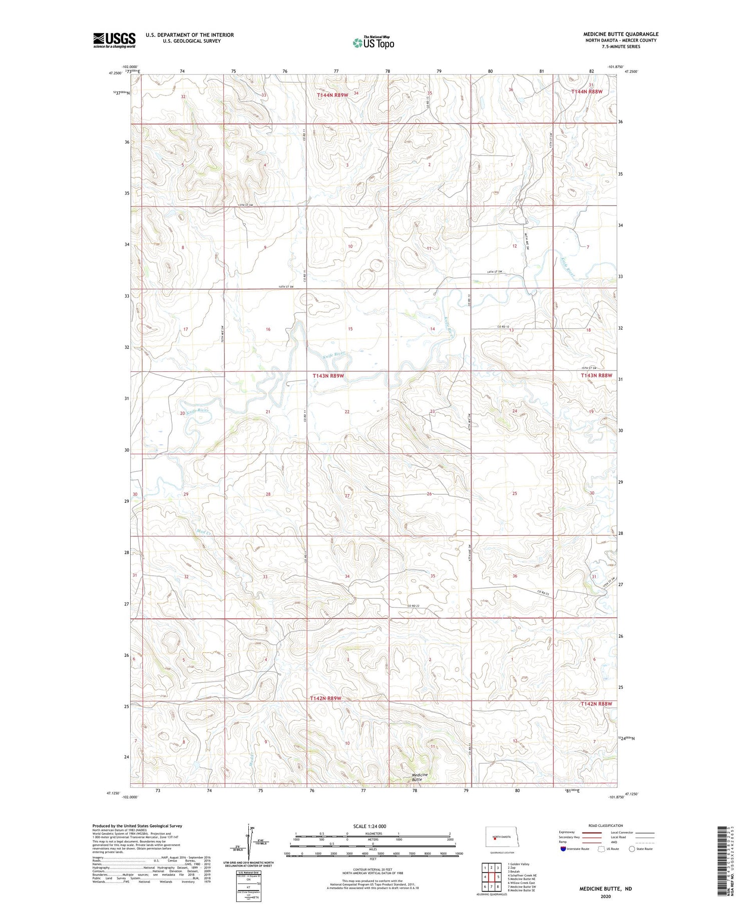 Medicine Butte North Dakota US Topo Map Image