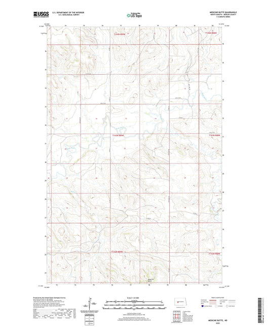 Medicine Butte North Dakota US Topo Map Image