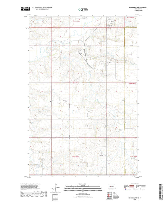 Medicine Butte NE North Dakota US Topo Map Image