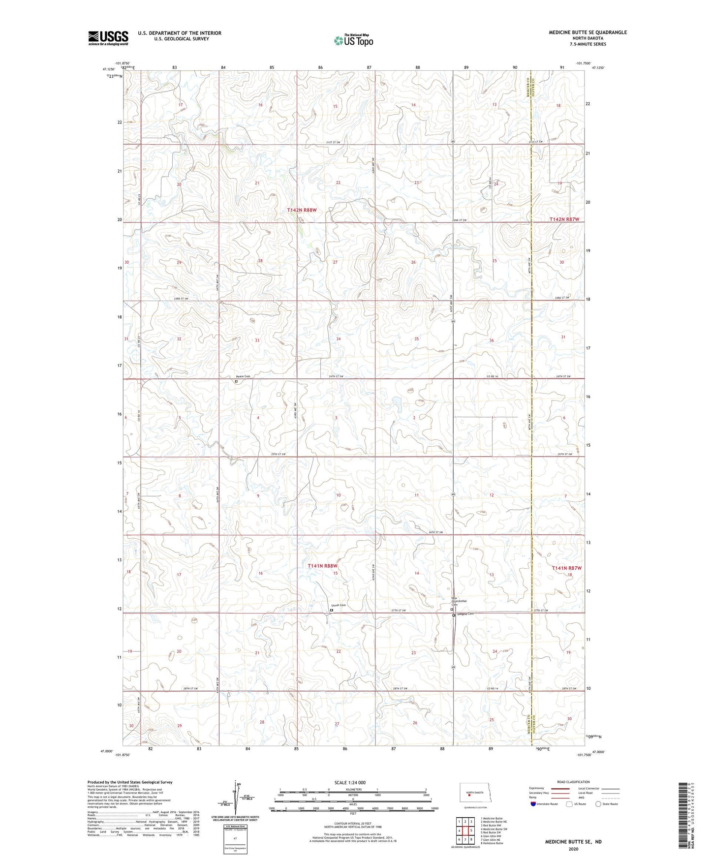 Medicine Butte SE North Dakota US Topo Map Image