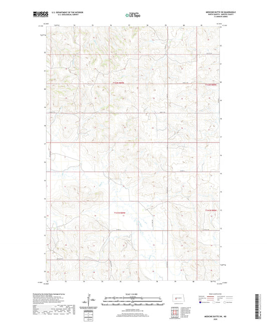 Medicine Butte SW North Dakota US Topo Map Image